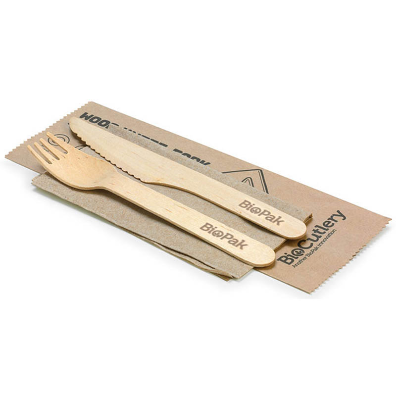 Wooden Fork Knife and 2 Ply Napkin - 1x500